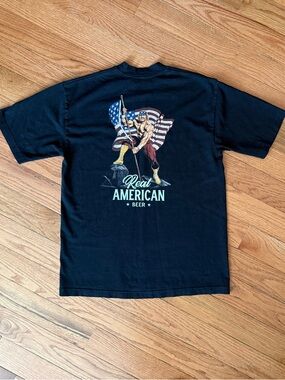 Real American Beer Hulk Hogan Black Shirt - medium